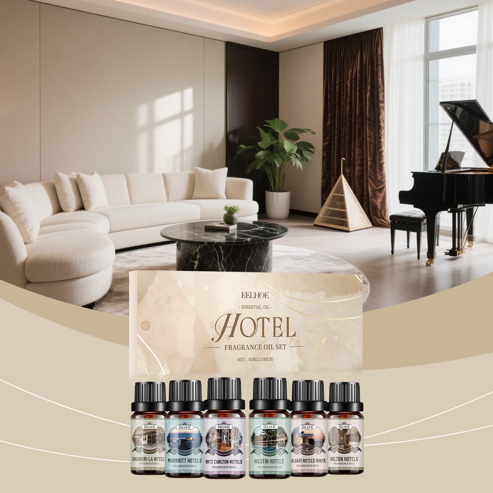 Eelhoe Hotel Aromatherapy Essential Oil Gift Set Fresh and Fragrant Home Office Suitable Aromatherapy Essential Oil