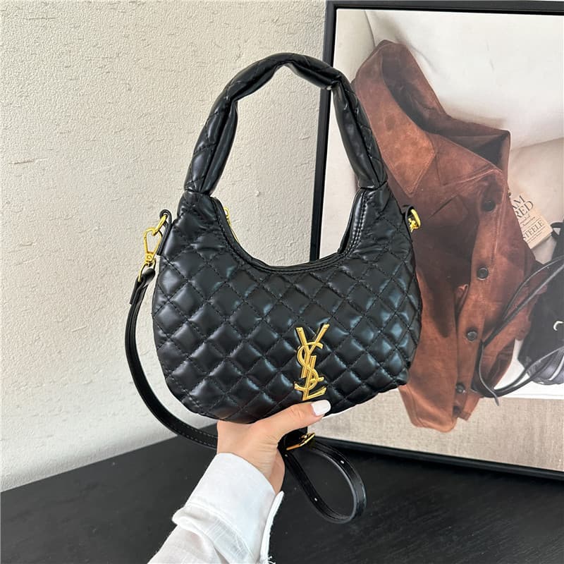 Design sense niche Yang Shulin women's bag rhombus embroidery thread shoulder bag light luxury popular crossbody bag handheld small bag