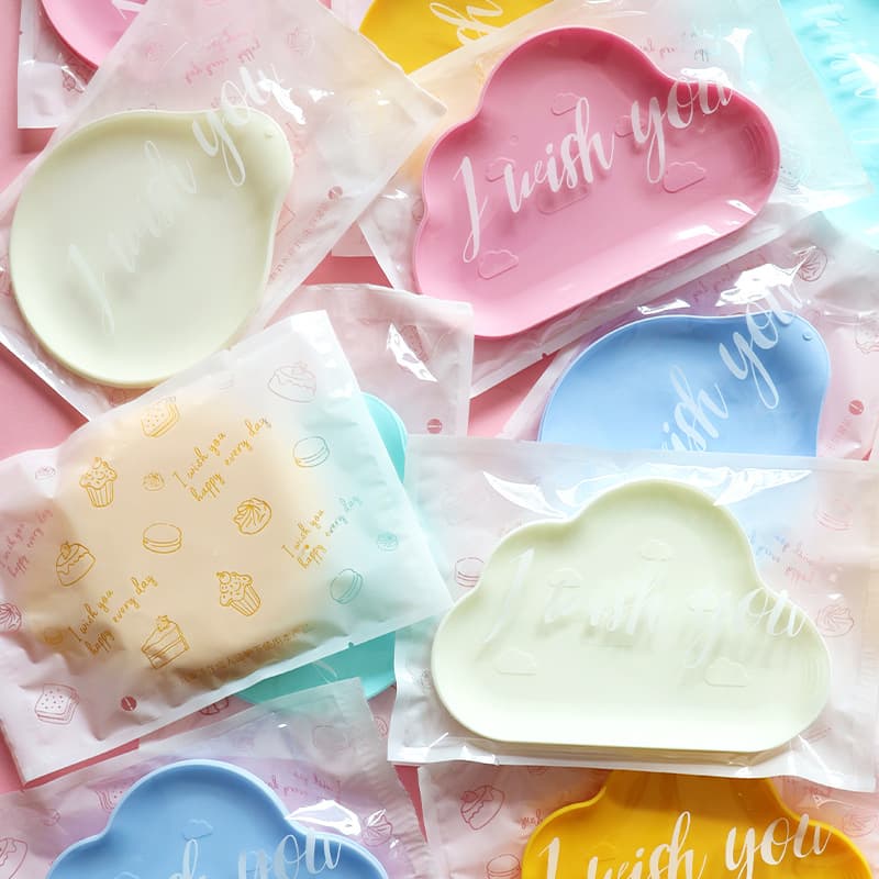 Birthday Knife Fork Plate Plastic Cake Tableware Disposable Knife Fork Teardrop-Shaped Dish Pastry Plate Dessert Plate