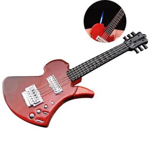 Guitar Shaped Lighter, Funny Design, Windproof Blue Flame Refillable Lighter, US Warehouse Drop Shipping