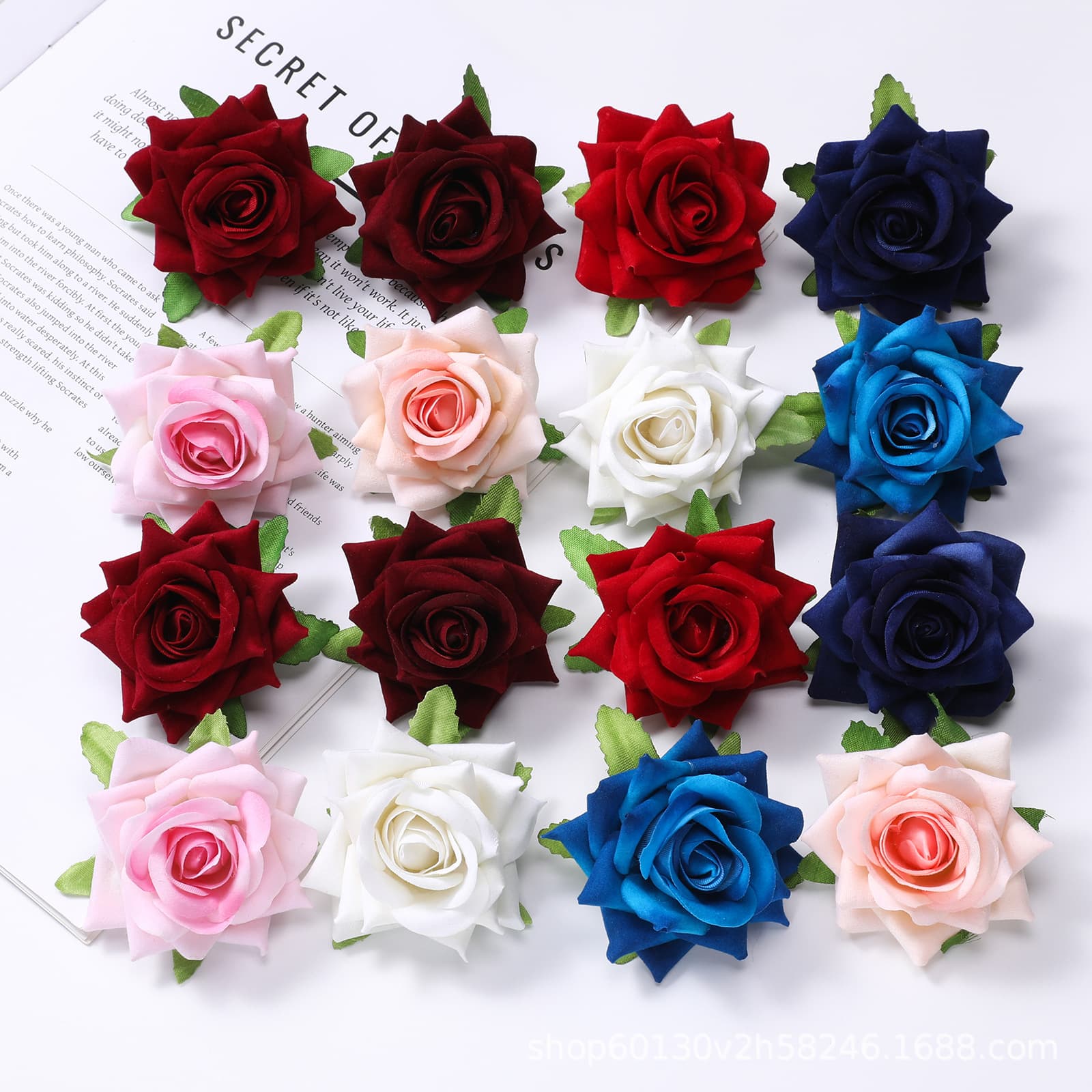 Velvet Rose Flower Wedding Simulation Flowers DIY Materials Furniture Decoration Wholesale Fabric Roses for Wedding Decor