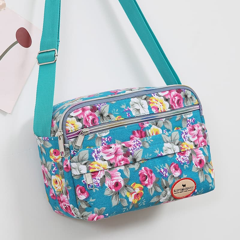 New Canvas Women's Bag Single Shoulder Crossbody Bag Small Square Bag Casual Floral Cloth Bag Early Night Market Stall Supply Factory Wholesale
