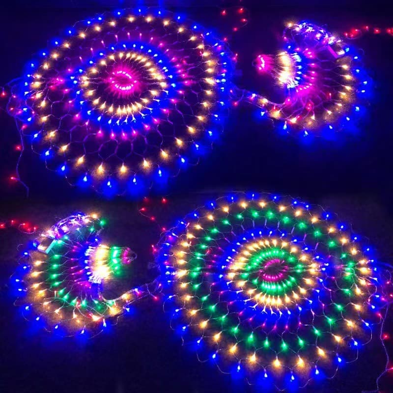 LED light string peacock net light three-screen fishing net light string Christmas garden decoration outdoor starry sky lights