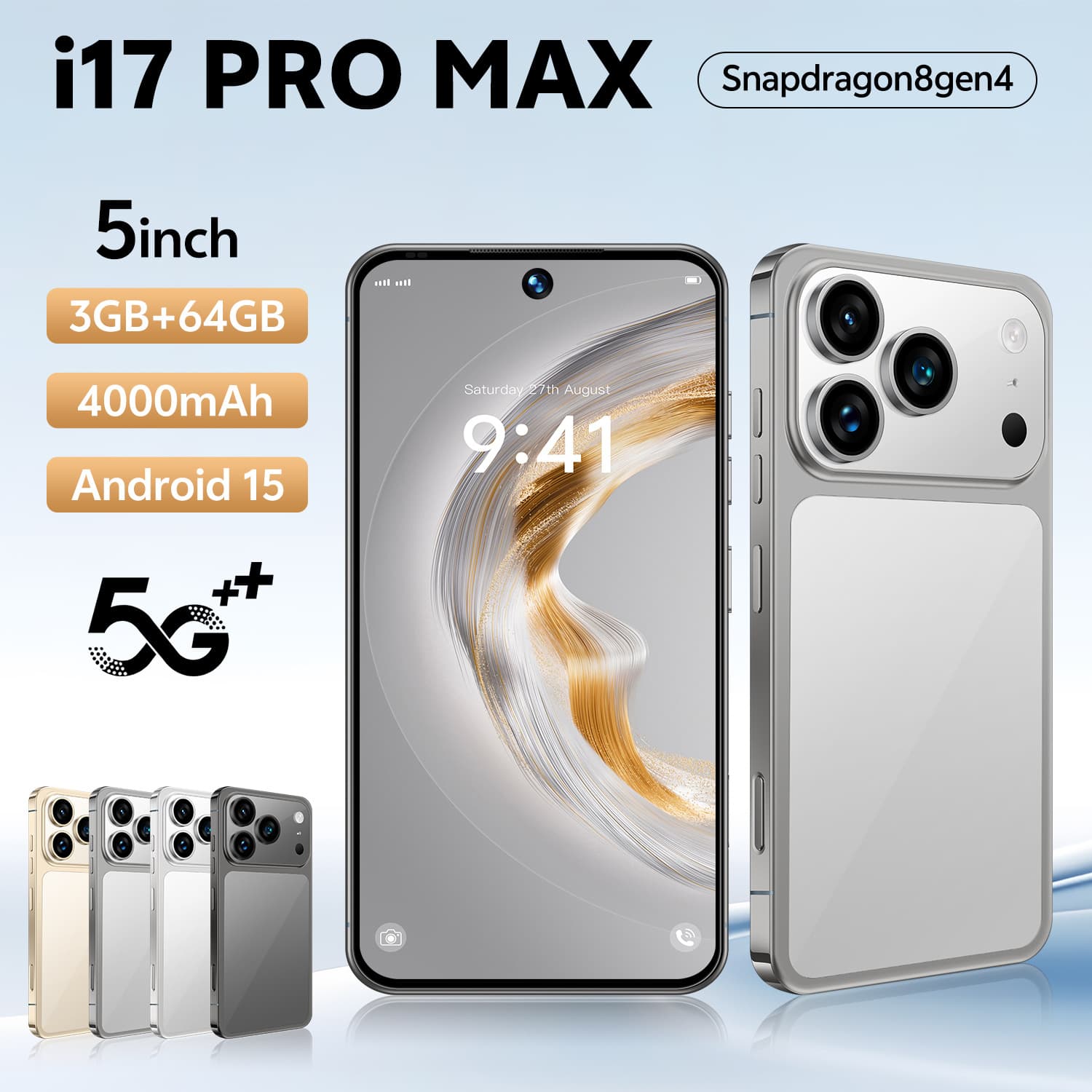 New mini cross-border mobile phone i17ProMax2+16, a pocket-sized 4.5-inch Google Play Store backup phone.