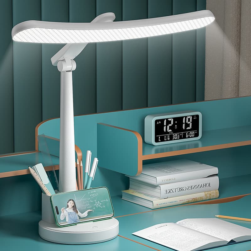 New LED Curved Desk Lamp for Students, Eye Protection, Dormitory Folding, Rechargeable and Plug-in, Bedside Reading Night Light