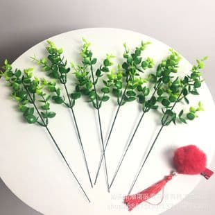 Ins Style Single Stem 5-Head Eucalyptus Artificial Green Plant Flower Arrangement Fake Plant Nordic Vintage Home Decoration Ornament