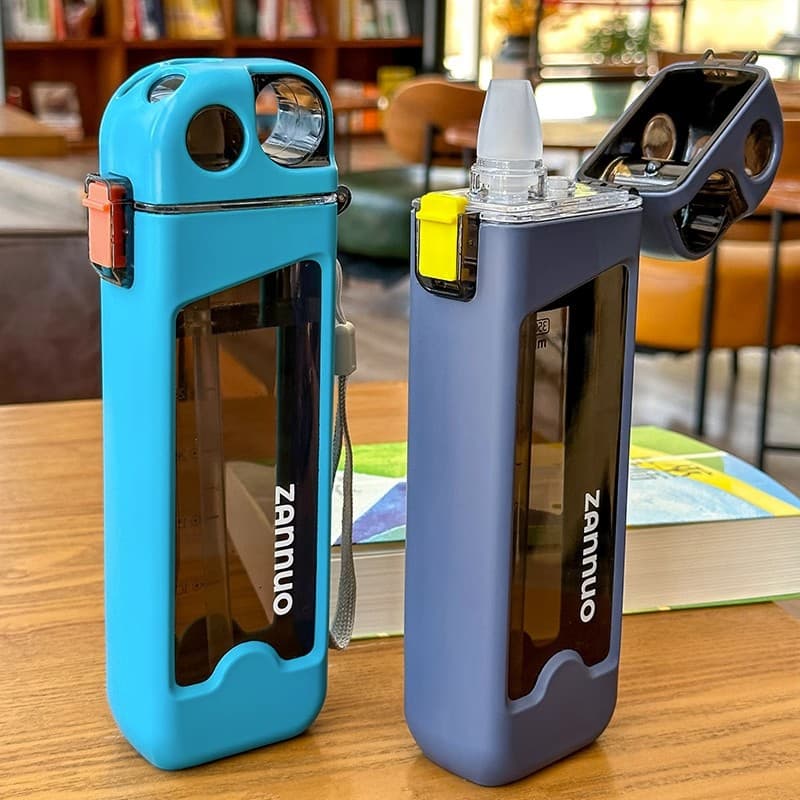 Square Sports Water Cup, High-Aesthetic Portable Student Adult Child Men Small Capacity Plastic High-Temperature Straw Cup