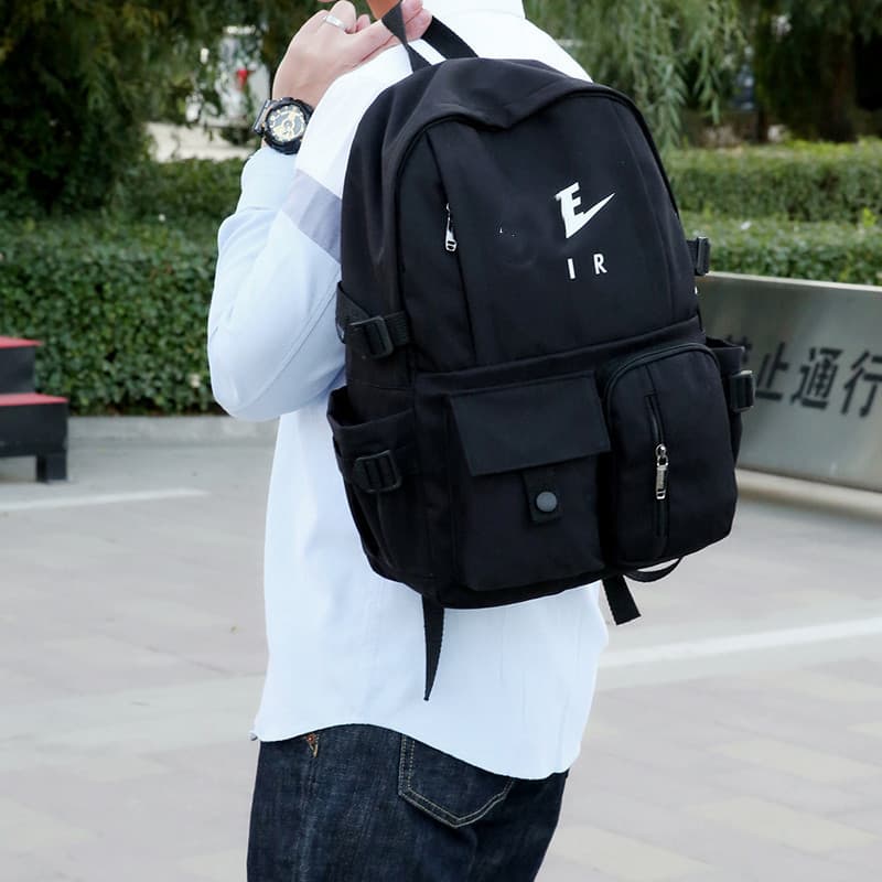 Trendy Letter Print Unisex Backpack, Large-Capacity Simple Nylon Travel Backpack, School Bag for Middle and High School Students