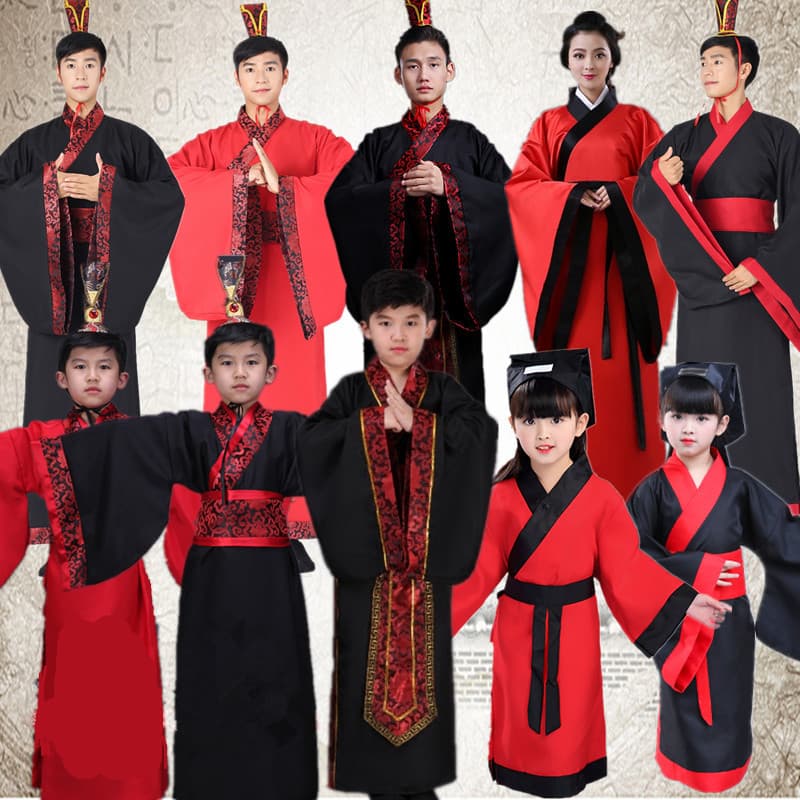 Qingming Festival Children's Chinese Studies Hanfu Dizi Gui Recitation Costume, Ancient Straight Hem Adult Ceremony Attire, Confucius Worship Clothing