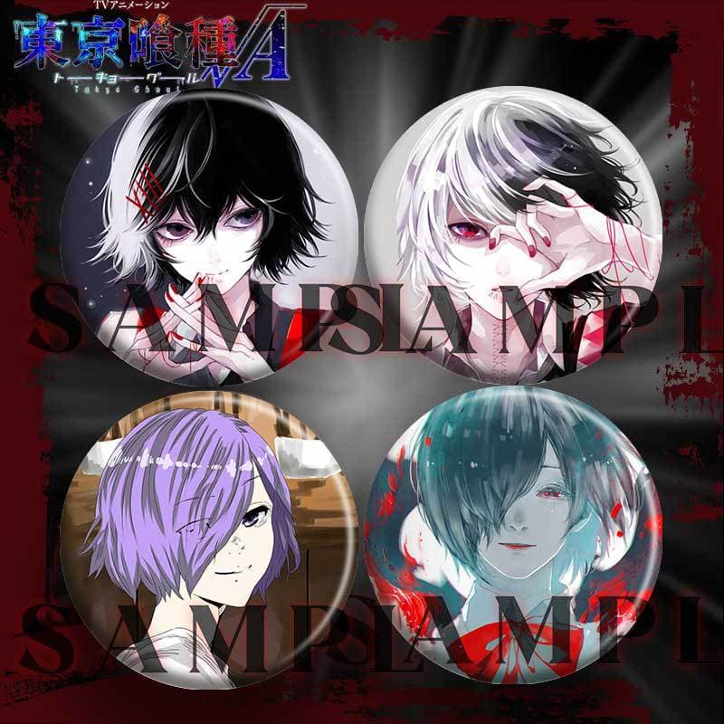 Tokyo Ghoul badge Kaneki Ken glass laser bar fan peripheral badge tinplate millet brooch