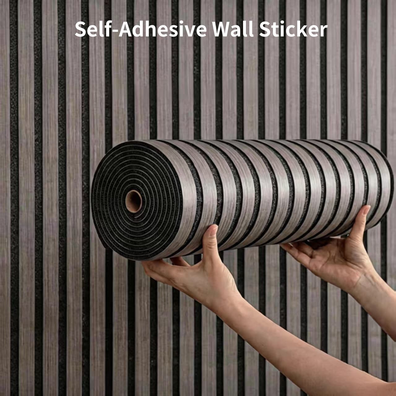 Cross-Border Exclusive Supply of Imitation Wood Grain 3D Stereo Grille Wall Stickers, Striped Moisture-Proof Bedroom and Living Room Background Wall Self-Adhesive Stickers