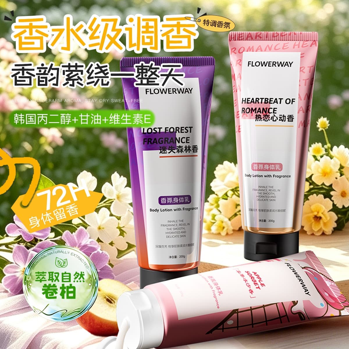 FLOWERWAY Scented Body Lotion Long-Lasting Fragrance Refreshing Moisturizing Autumn Winter Full Body Lotion Wholesale