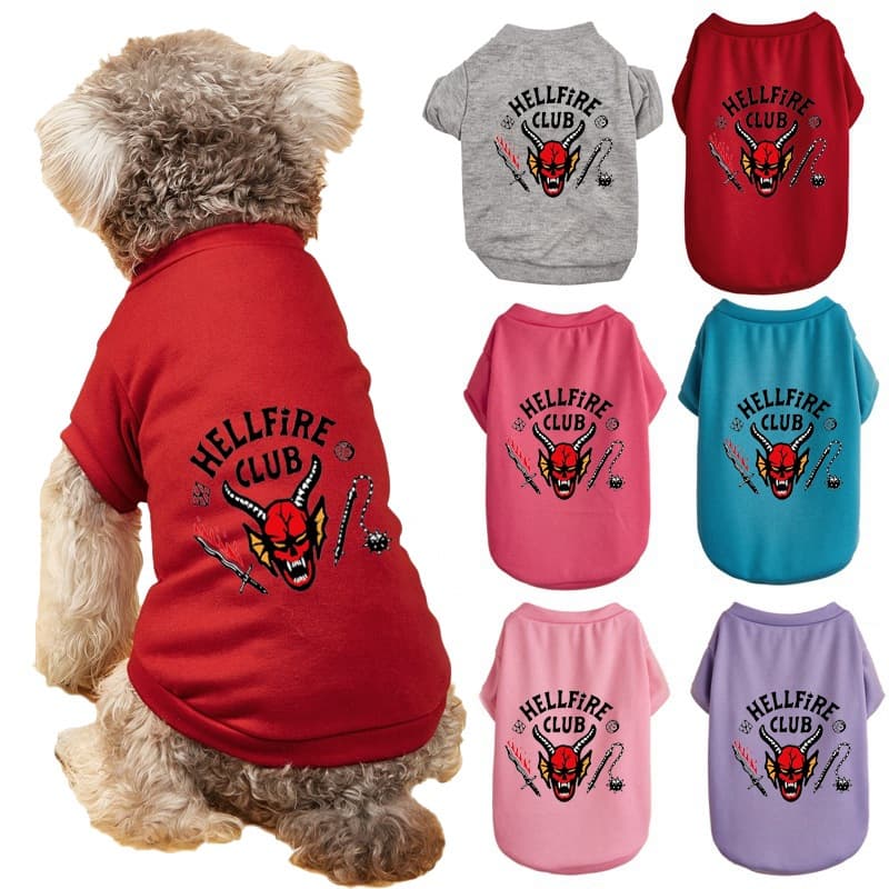 American and European Halloween TV Series Stranger Things 4 Short Sleeve Tee Summer Round Neck Casual Dog Clothes T-Shirt