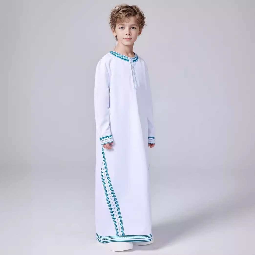 Turkish Boys Printed Loose Thobe Button Shirt MSL209