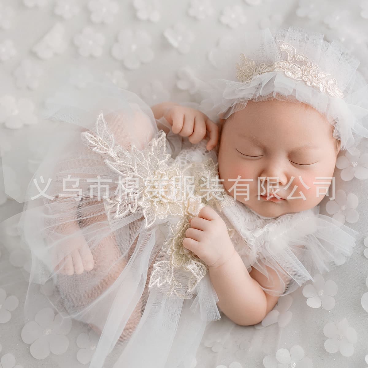 Cross-border Two-piece Set Newborn Embroidered Lace Mesh Princess Dress Newborn Baby Photography Prop Studio Photo Shoot