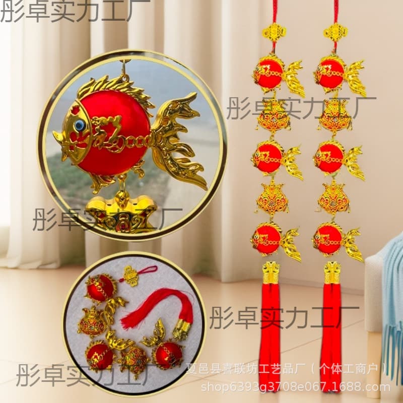 New Year Silk Lanterns with Fortune Characters, New Year's Day and Spring Festival Festive Decorations for Indoor and Outdoor Settings, New Home New Year's Ornaments