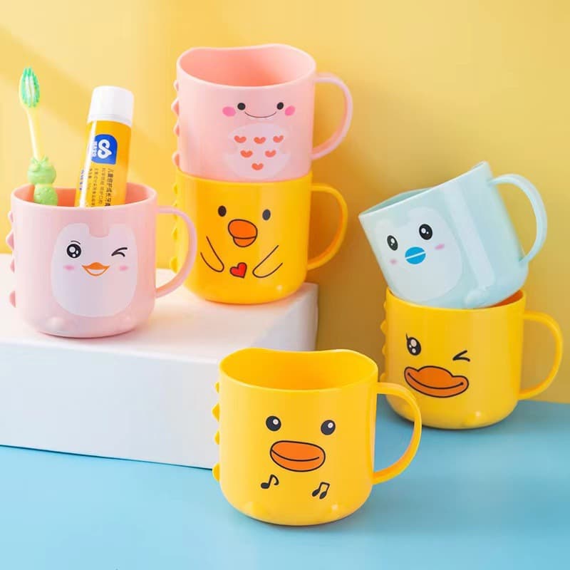 Yellow Duck Kids Mouthwash Cup Set Creative Cartoon Cute Toothbrush Cup Baby Toothbrush Cup Water Cup Home Use