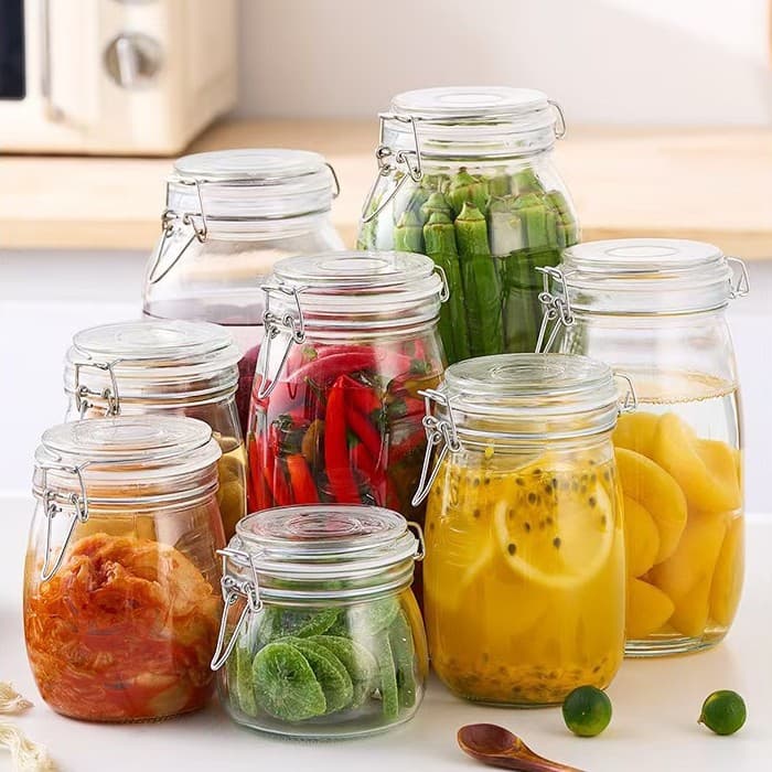Glass sealed jar snap storage jar wine pickle jar tea food storage jar jam bottle honey bottle