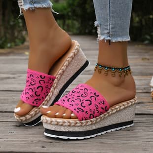 European American Wedge Heel Sandals Women 2026 Summer Cross-border Overseas Large Size Fabric Rope Sole Open-toe Sandals Wholesale