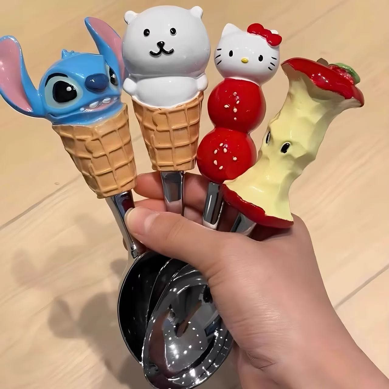 Stitch Spoon Ice Cream Spoon HelloKitty Scoop Spoon Household Eating Apple Spoon Cartoon Cute Dessert Spoon