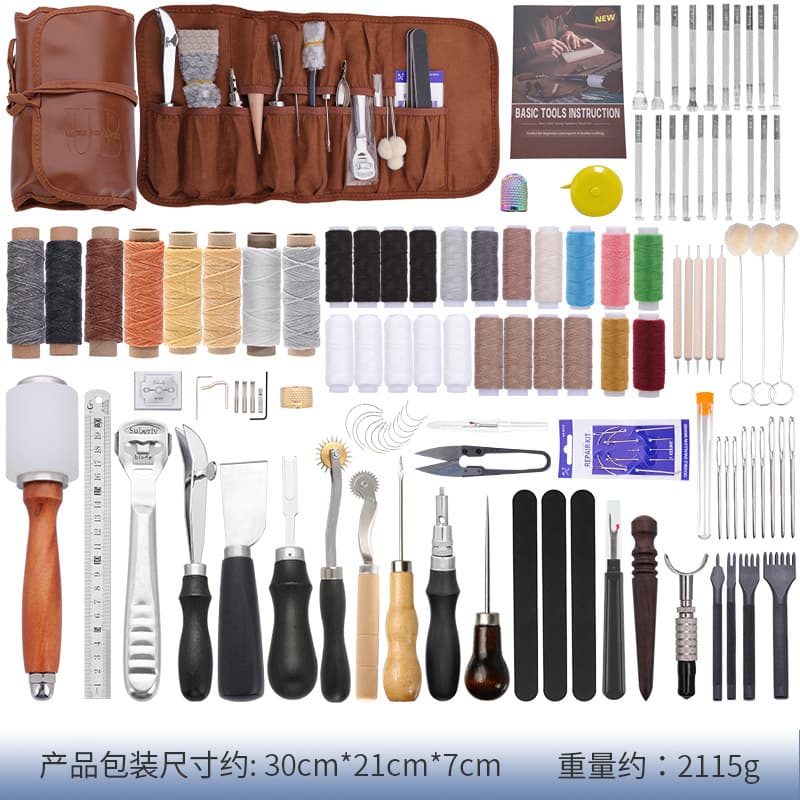 Cross-border New Black Thread Leather Hand Sewing Kit Leather Craft Tool DIY Kit Supports Customization