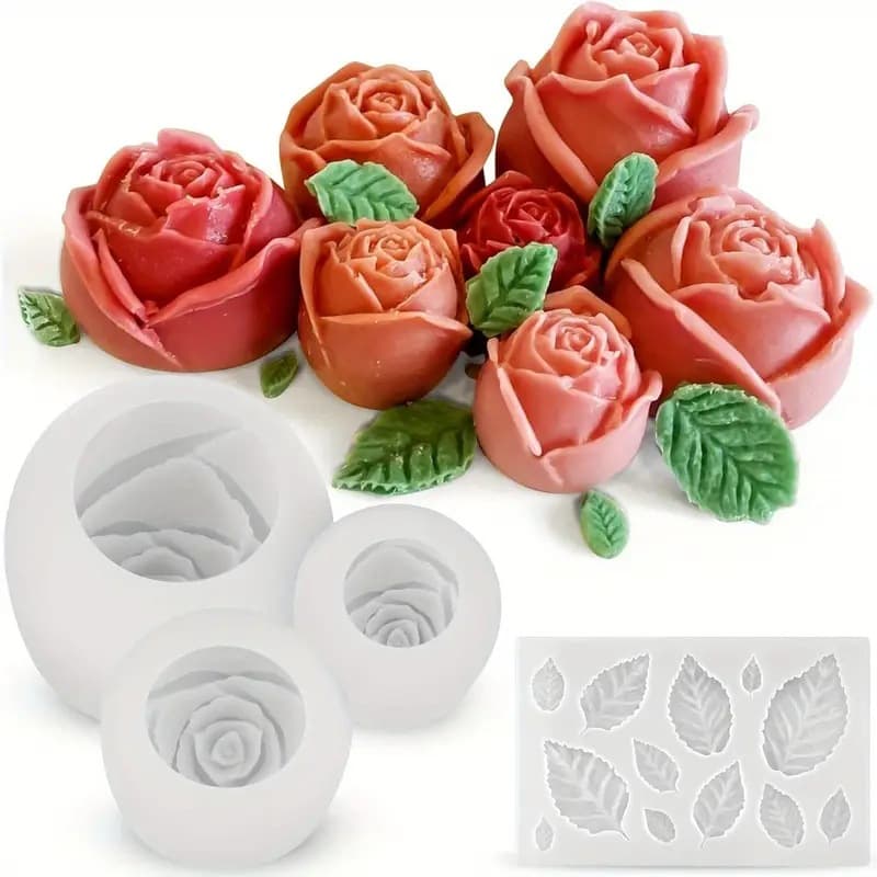 Valentine's Day Rose Fragrance Candle Mold Baking Mousse Cake Mold Ice Cube Tray Irregular Silicone Baking Molds Ice Molds