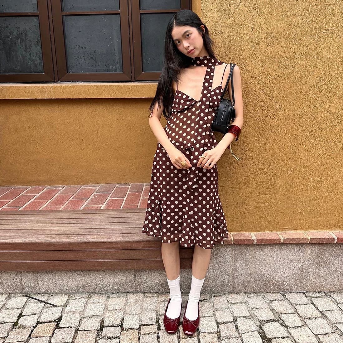 2026 European and American Summer Cross-Border New Polka Dot Sleeveless Fitted Top and High-Waist Elegant Skirt Set for Women