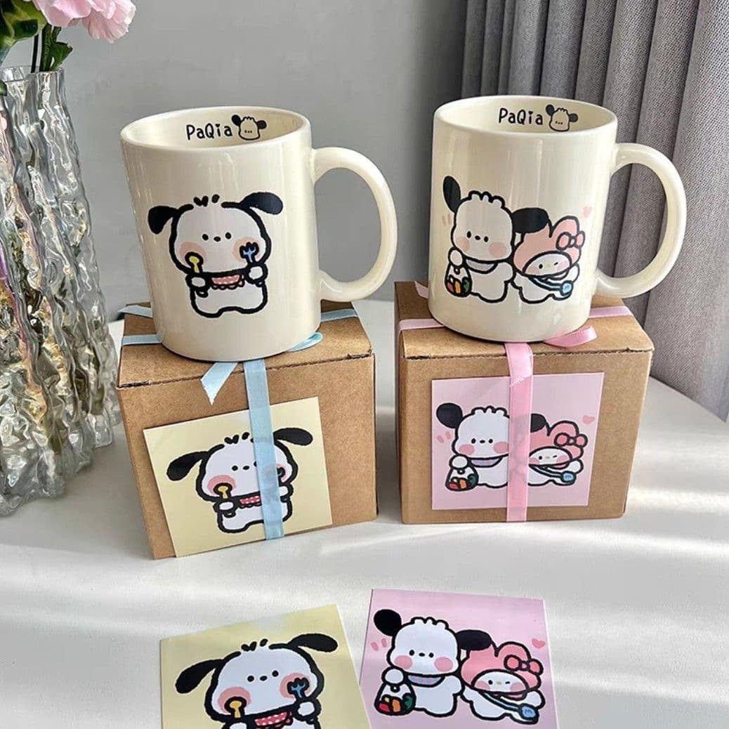 Trendy Cartoon Eating Dog Mug High Appearance Ceramic Cup Simple Couple Gift