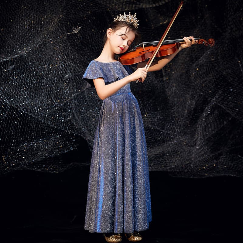 Children's Formal Dress Violin Performance Princess Gown for Girls Birthday Piano Recital Outfit Catwalk Little Girl Stylish