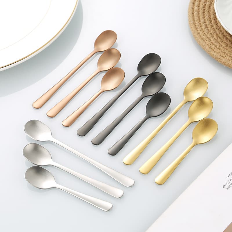 304 Stainless Steel Small Spoon Sanded Seasoning Spoon Coffee Stirring Spoon Condiment Bottle Salt Jar Spoon Mini Ice Cream Spoon