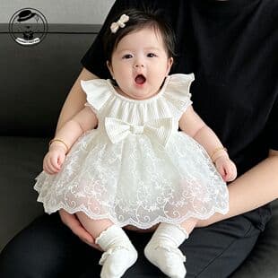 Baby Girl Summer Princess Dress, One-Month-Old Dress, Toddler Tulle Skirt, One-Year-Old Baby Girl Summer Outfit