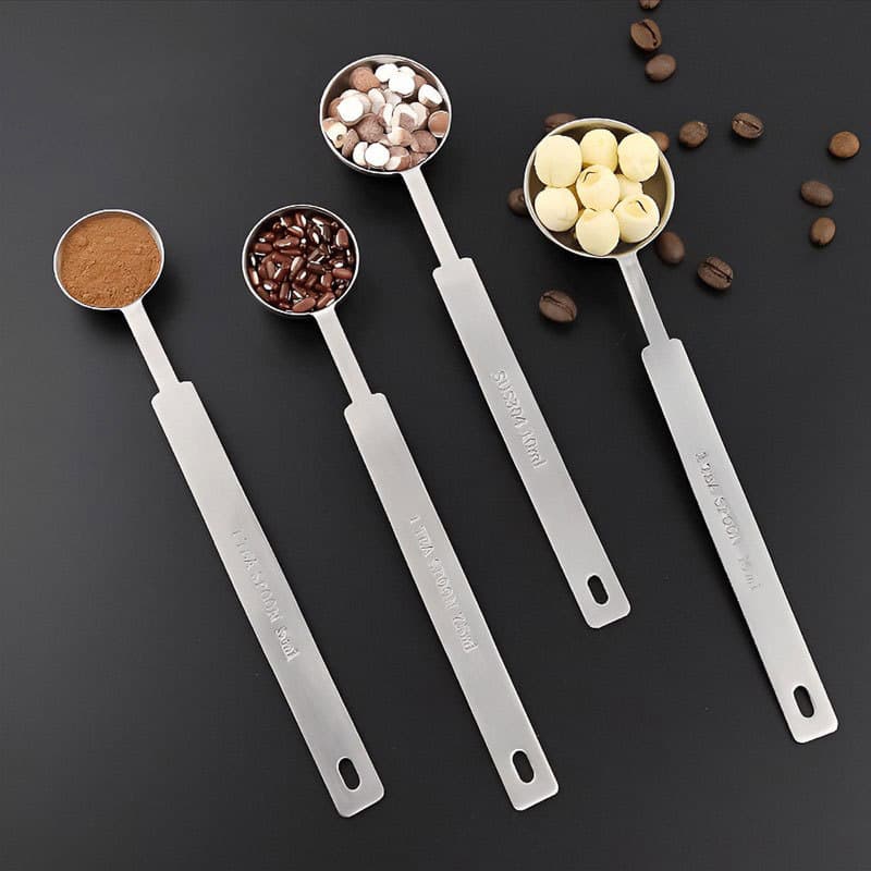 Stainless Steel Coffee Measuring Spoon Set Bean Milk Powder Portion Scoop Baking Measuring Cup Modern Simple Style