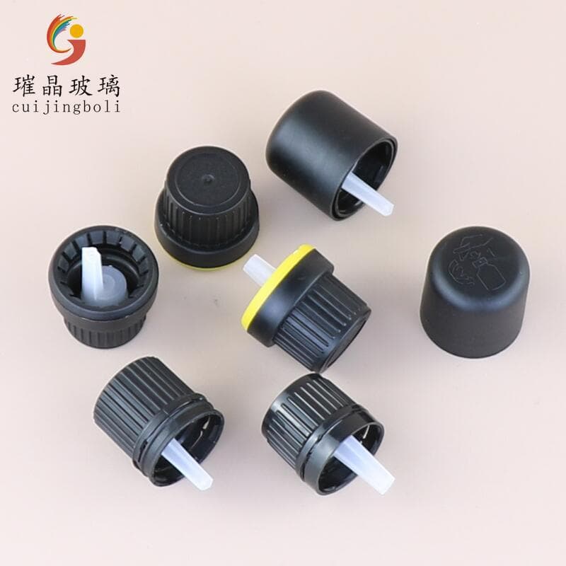 Plastic anti-theft cap dropper small head large head cover 18 screw thread black white textured PP cap essential oil bottle universal cap