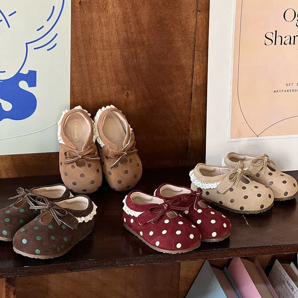 Girls Princess Shoes Baby Soft Sole Walking Shoes Spring Autumn New Arrival Toddler Breathable Casual Shoes Polka Dot (Sizes 16-26)