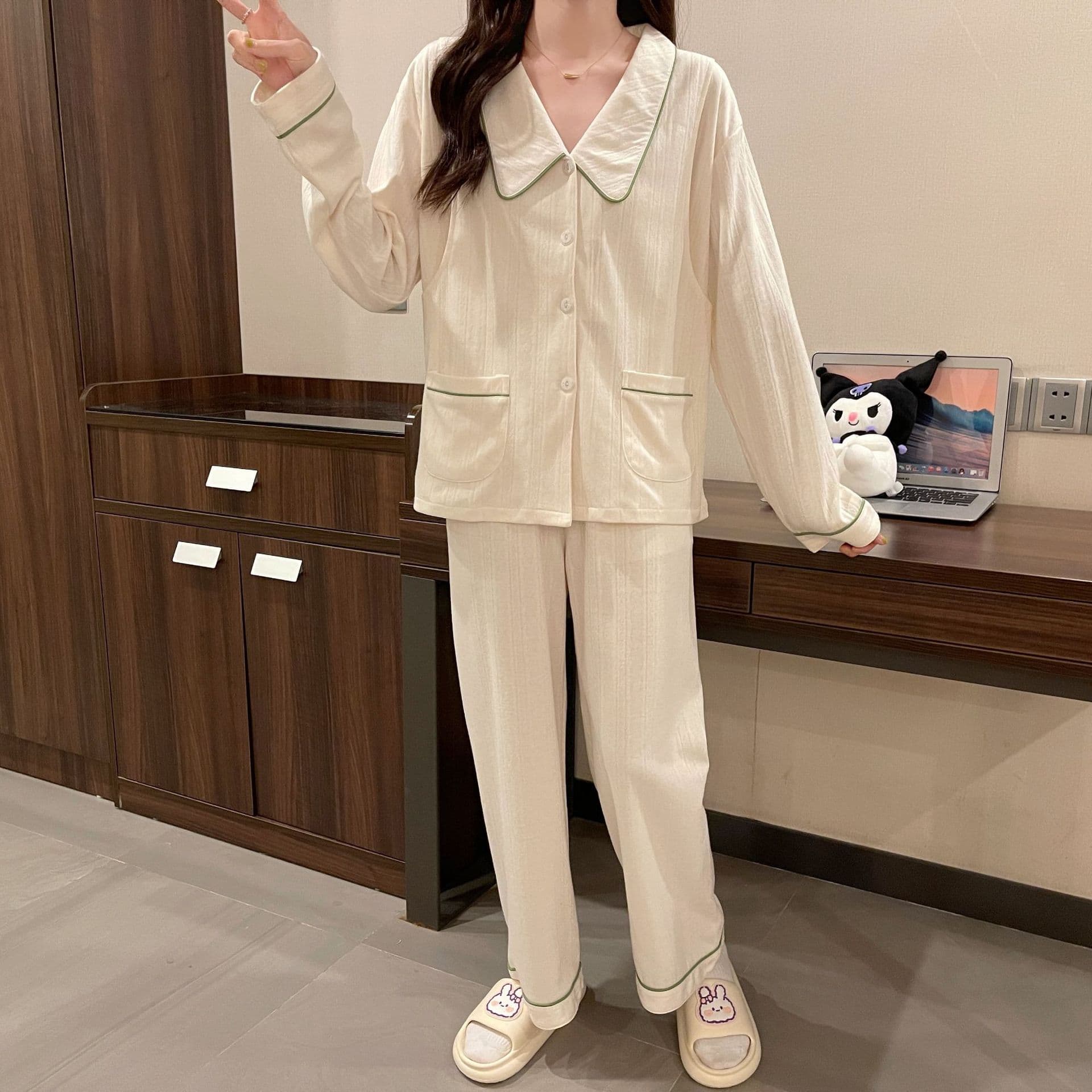2025 Spring/Autumn New Maternity Robe, 65/35 Combed Cotton Jacquard, Comfortable Nursing Homewear for Women