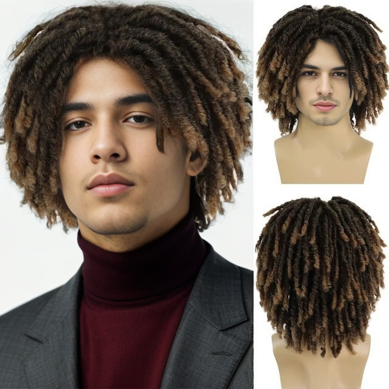 Cross-Border Xuchang Wigs European American African Dreadlocks Synthetic Fiber Wigs Braids Hair Wigs Men's Full Headgear Cross-Border Hot Sale