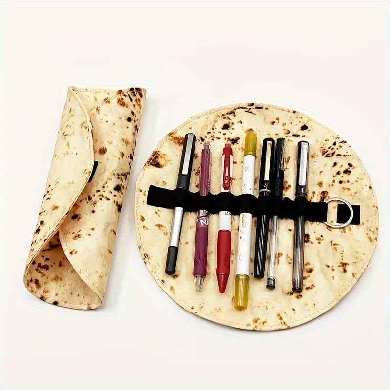 Amazon Creative Indian Roti Pencil Case Stain-Resistant Simulated Pancake Storage Bag Student Middle and High School Stationery Pencil Box