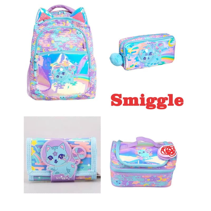 Australian Smiggle Children's Cartoon Backpack Primary School Large Capacity Burden-Reducing Backpack Cute Cat Ear Design