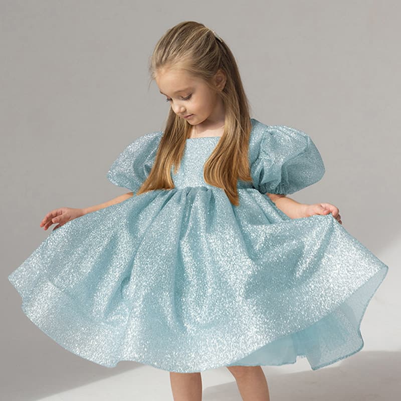 Cross-border Puff Sleeve Princess Dress Flower Girl Wedding Dress Toddler Festival Party Host Piano Performance Costume