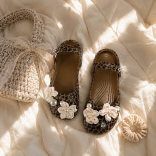 Leopard Print Mary Jane Ballet Shoes Sandals Women's Croc-Style Shoes Outdoor Slide Sandals Beach Shoes Home Slippers