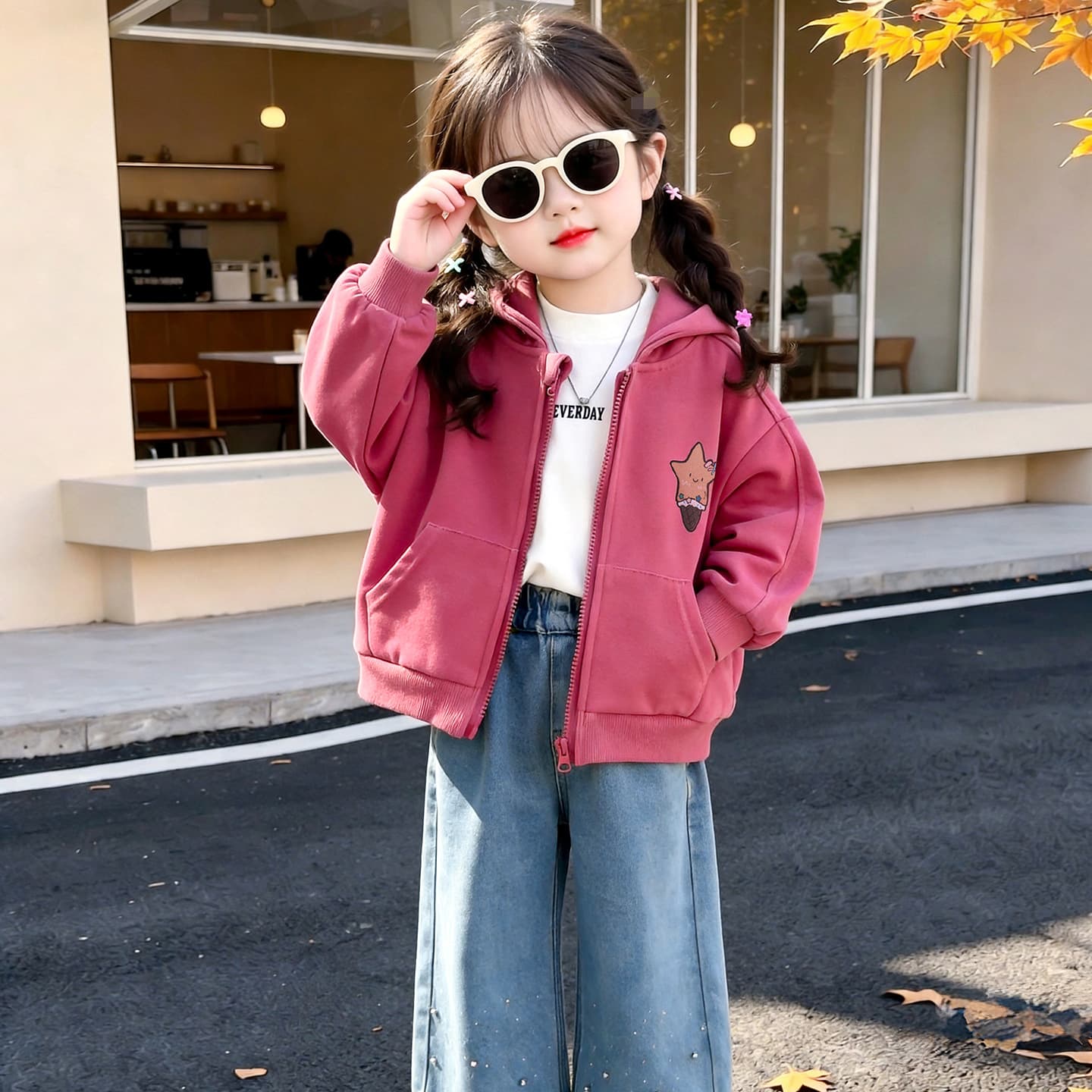 Girls Knitted Hooded Jacket 2026 Fall New Korean Style Trendy Kids Coat Wholesale