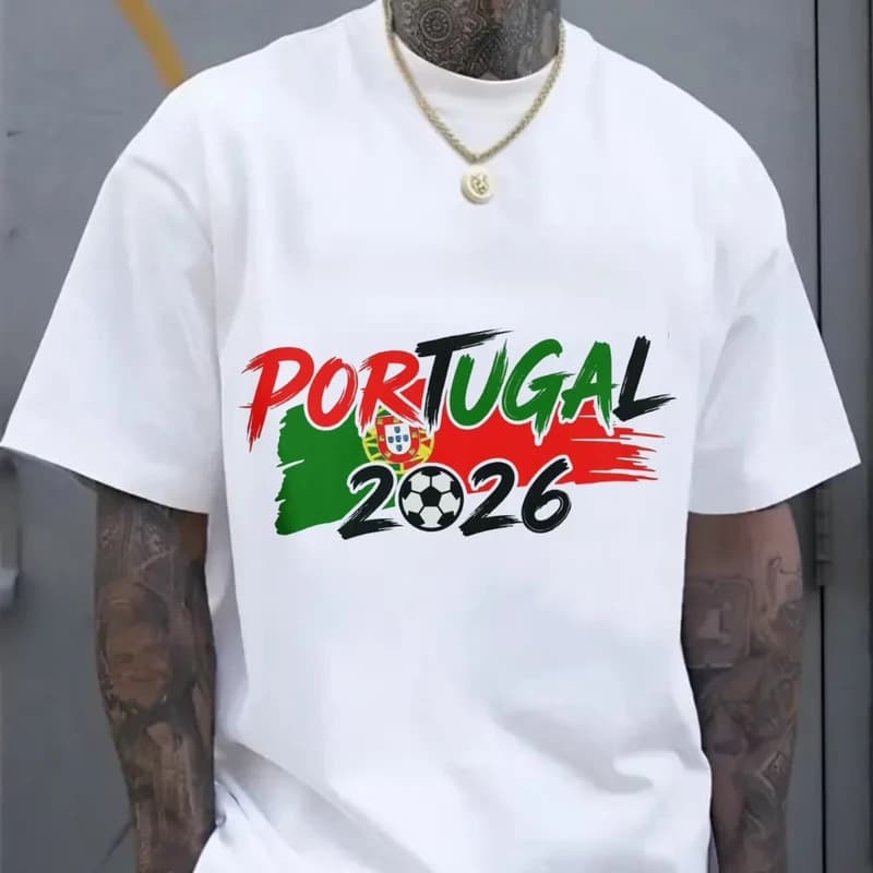 [Cross-border EU Size] Portugal 2026 Patriotic Soccer Fan T-Shirt Brush