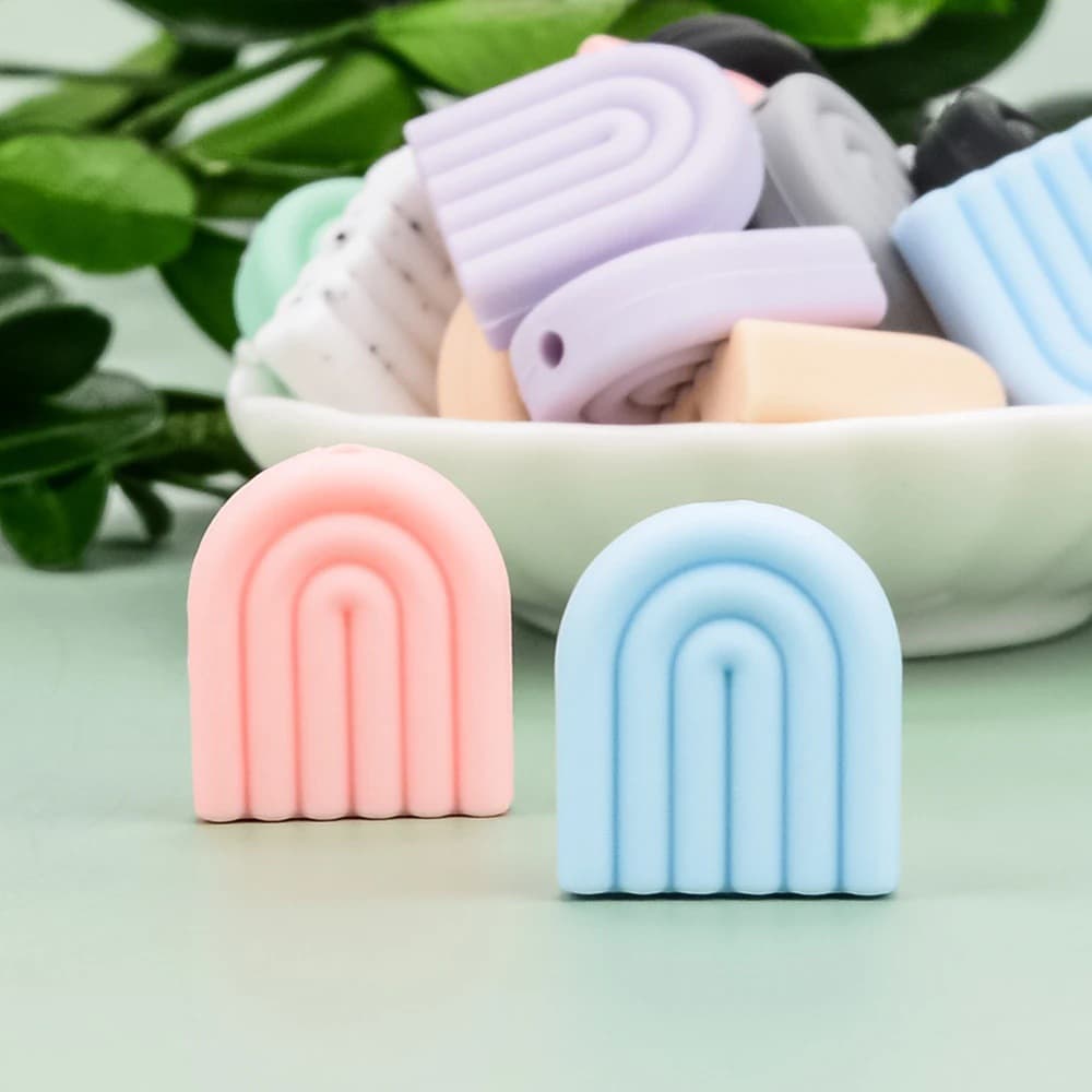 Rainbow Arch Silicone Beads Baby Silicone Teething Beads Soothe Baby Emotions Teething Silicone Beads Wholesale