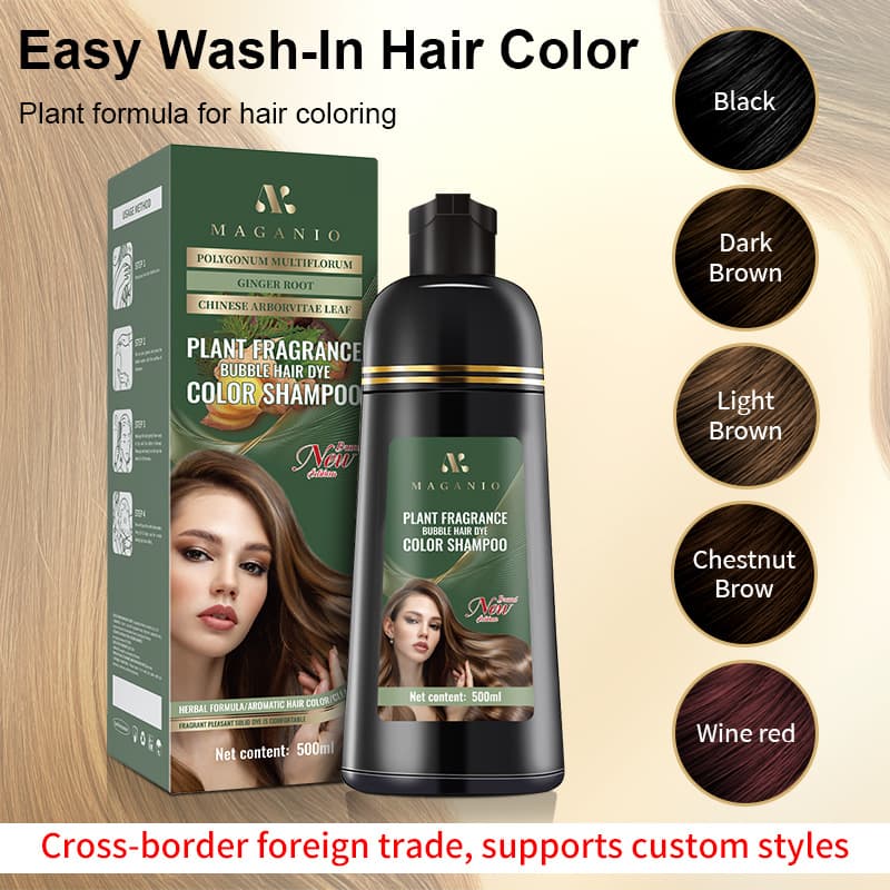 Cross-border All-English Bubble Dye Plant-based Hair Color Shampoo Gentle Non-irritating Hair Dye Bottle Wholesale