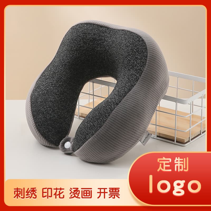 U-Shaped Pillow Custom Sampling Logo Embroidery Printing Heat Transfer Airplane Travel Camel Hump Aviation Pillow Memory Foam Slow Rebound