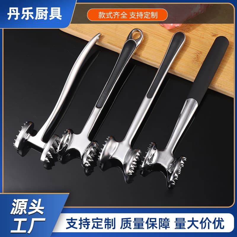 Factory wholesale meat tenderizer hammer, zinc alloy material with hanging hole design, efficient dual-sided solid hammer