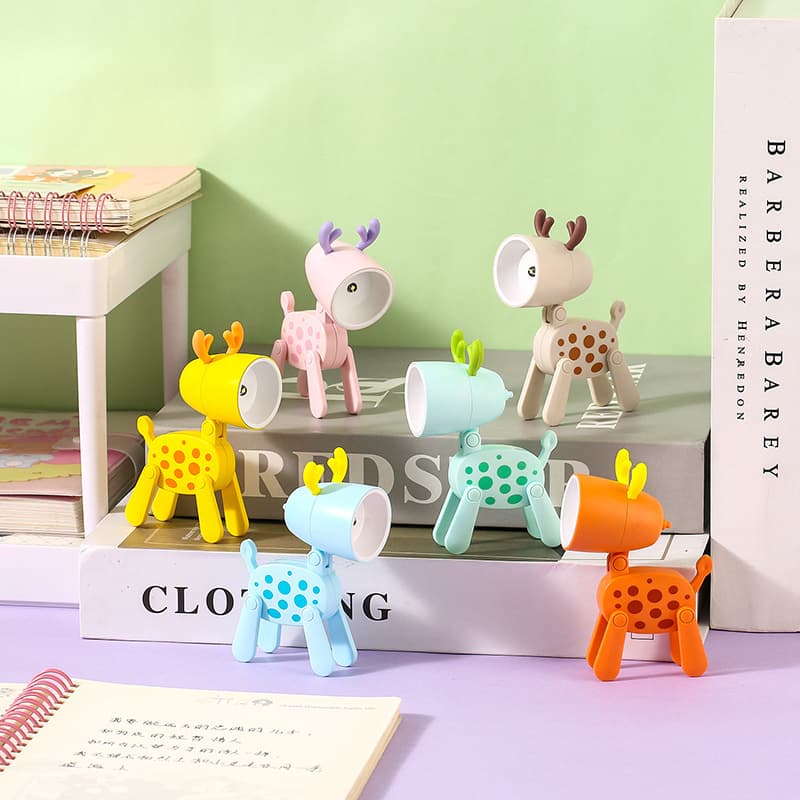 Creative LED Mini Puppy and Deer Animal Night Light Soft Light Bedroom Desktop Small Table Lamp Ornament DIY Figurine