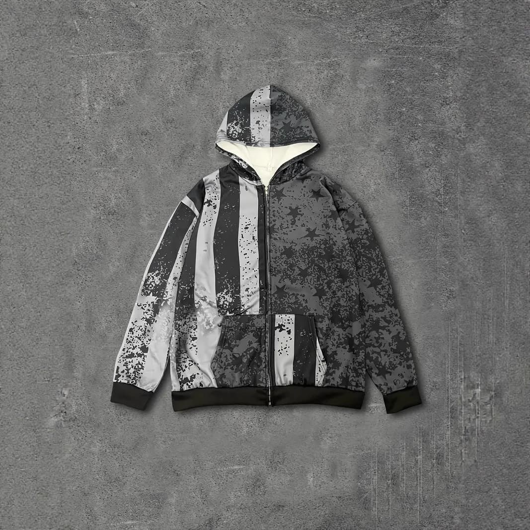 Amazon New Hot Selling American Flag Hoodie Men's Hooded Sweatshirt Couple Hooded Zip-Up Sweatshirt