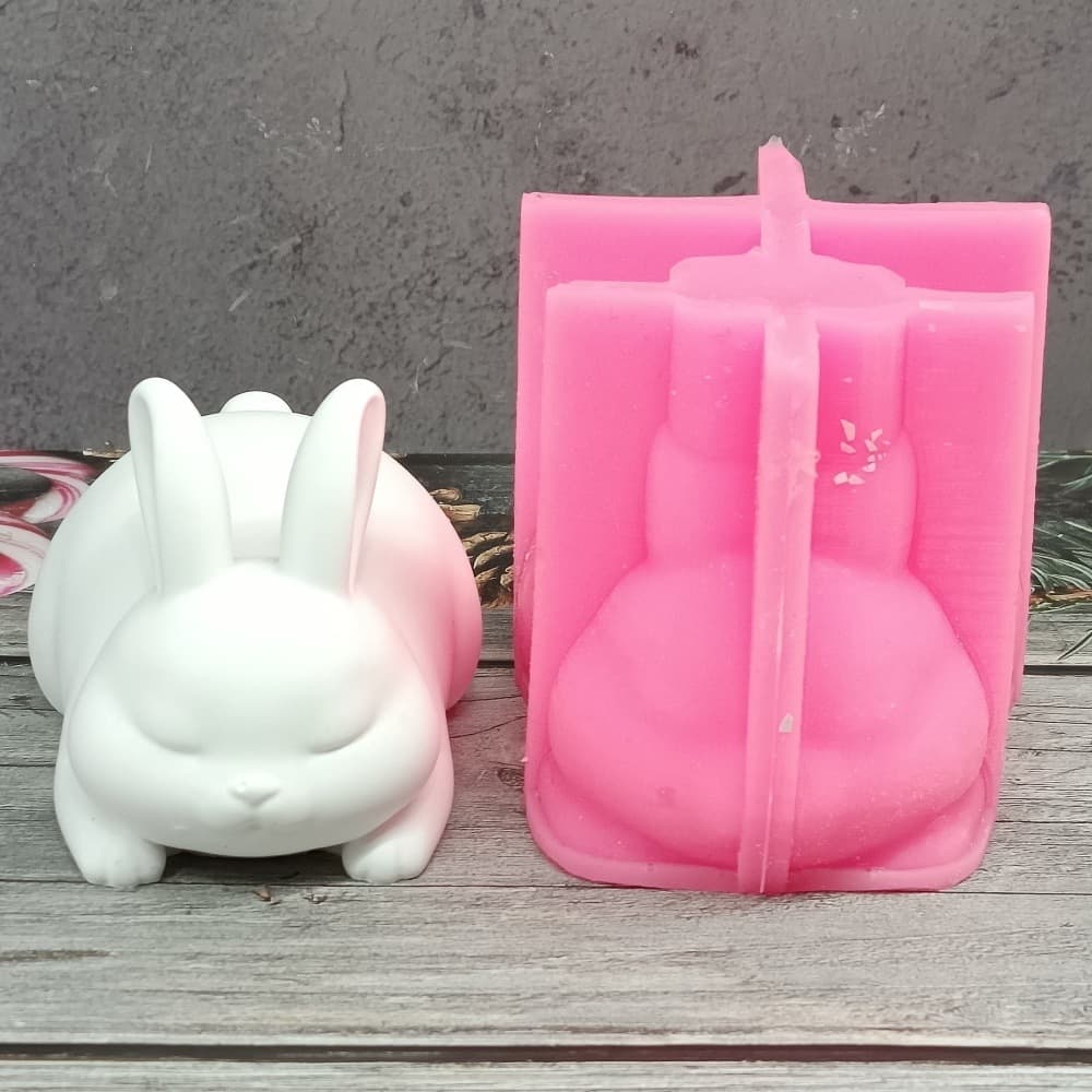 Animal fat rabbit ornament candle plaster DIY plaster ornament candle holder silicone mold W1253