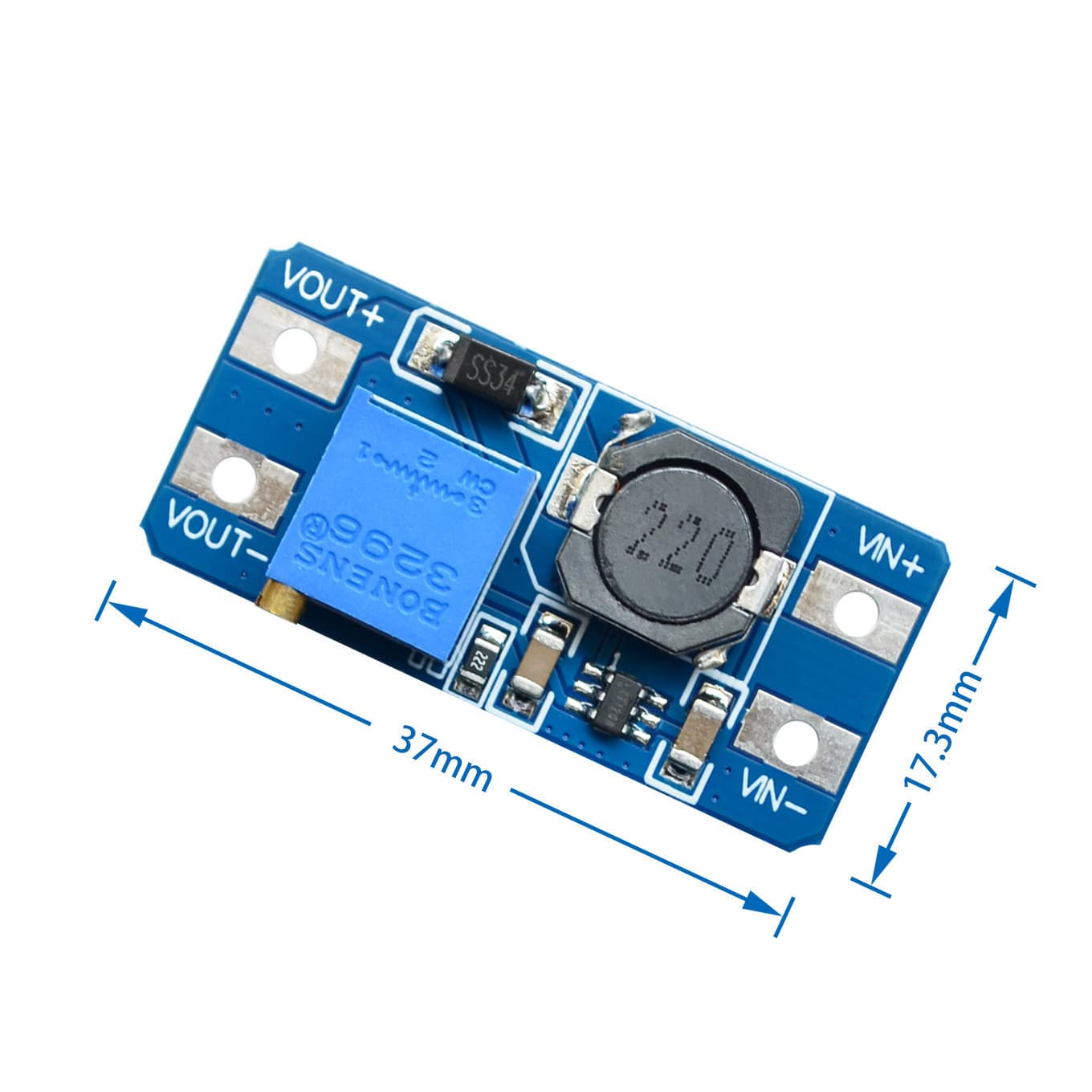 2A Boost Converter DC-DC Step-Up Module Wide Input 2/24V to 5/9/12/28V Adjustable MT3608